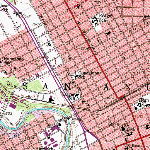 Topographic Map of Guadalupe School, TX