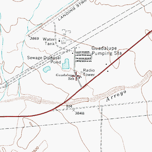 Topographic Map of Guadalupe School, TX