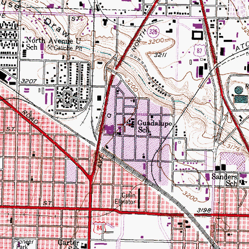 Topographic Map of Guadalupe School, TX