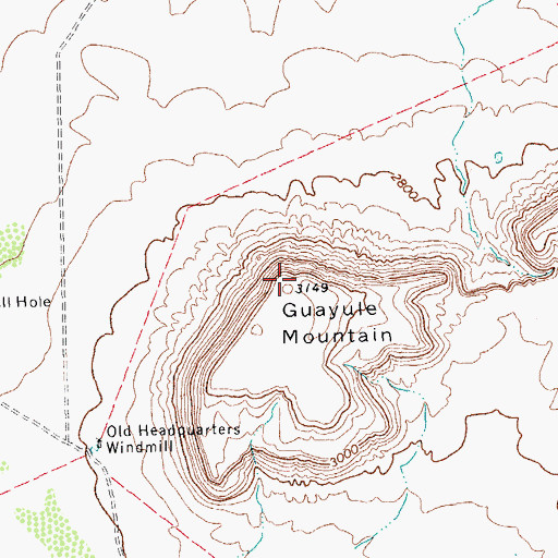 Topographic Map of Guayule Mountain, TX