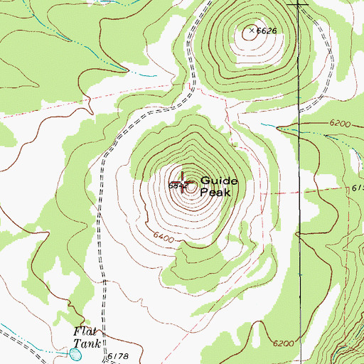 Topographic Map of Guide Peak, TX