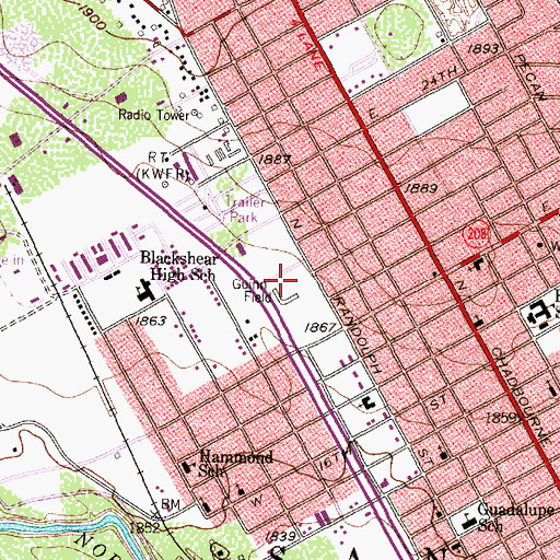 Topographic Map of Guinn Field, TX