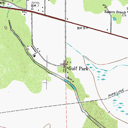 Topographic Map of Gulf Park, TX