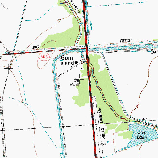 Topographic Map of Gum Bayou Oil Field, TX