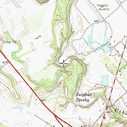 Topographic Map of Gum Branch, TX