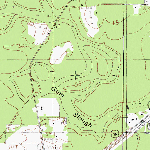 Topographic Map of Gum Slough, TX