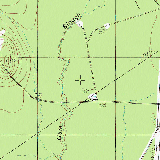 Topographic Map of Gum Slough, TX