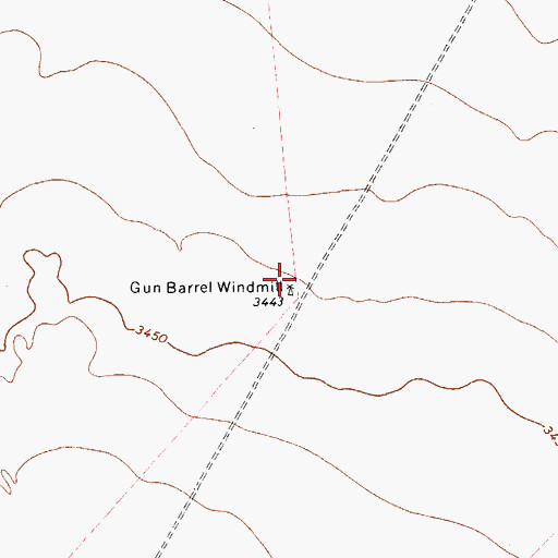 Topographic Map of Gun Barrel Windmill, TX