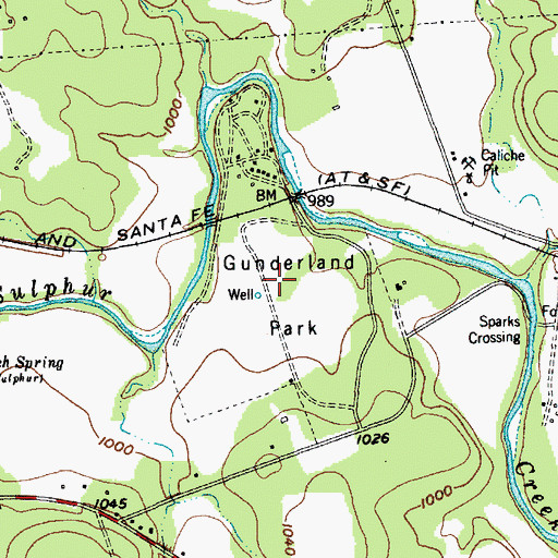 Topographic Map of Gunderland Park, TX