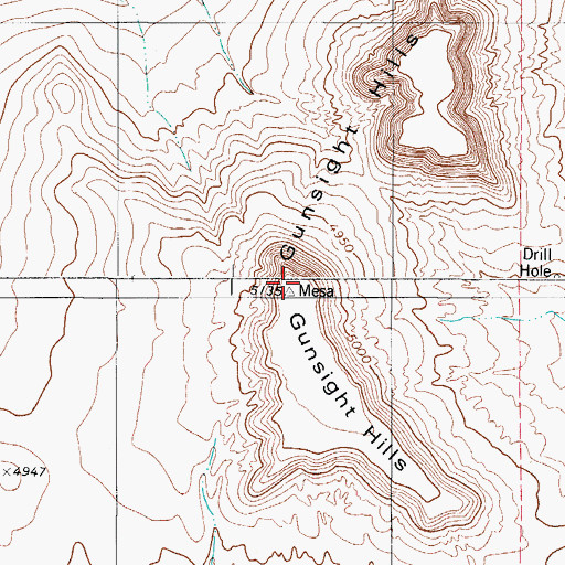 Topographic Map of Gunsight Hills, TX