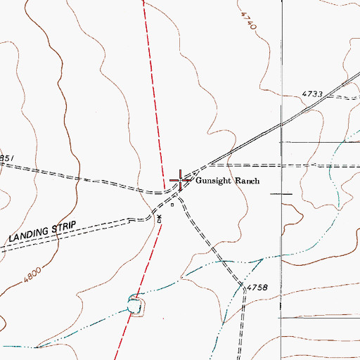 Topographic Map of Gunsight Ranch, TX
