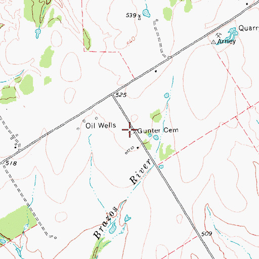 Topographic Map of Gunter Cemetery, TX