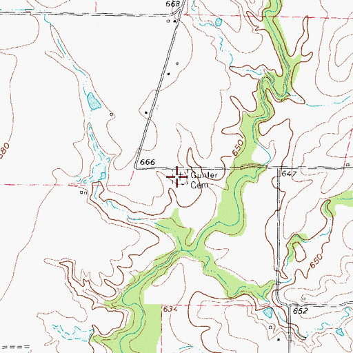 Topographic Map of Gunter Cemetery, TX