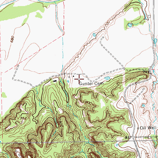 Topographic Map of Gunter Cemetery, TX