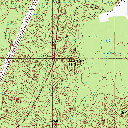 Topographic Map of Gunter Hill, TX