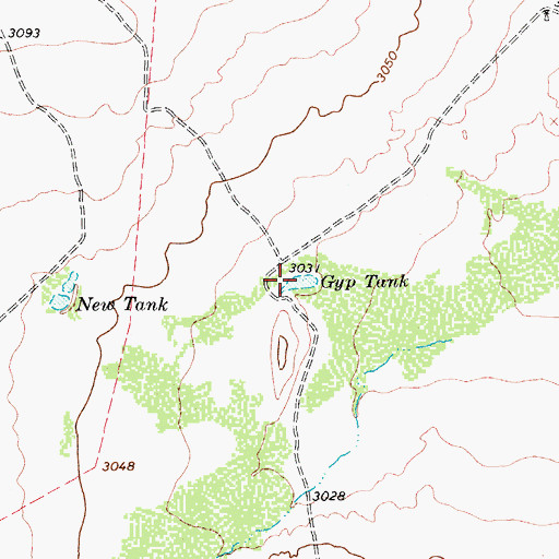Topographic Map of Gyp Tank, TX