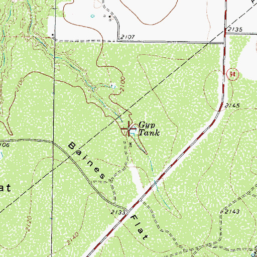 Topographic Map of Gyp Tank, TX
