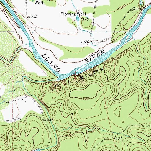 Topographic Map of H L Bluffs, TX