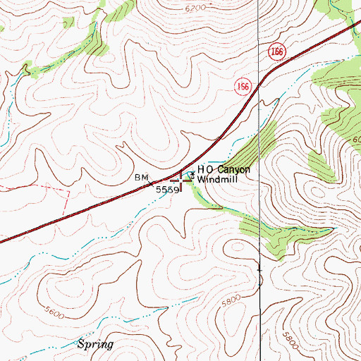 Topographic Map of H O Canyon Windmill, TX