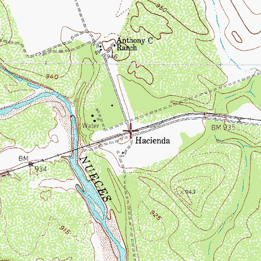 Topographic Map of Hacienda, TX