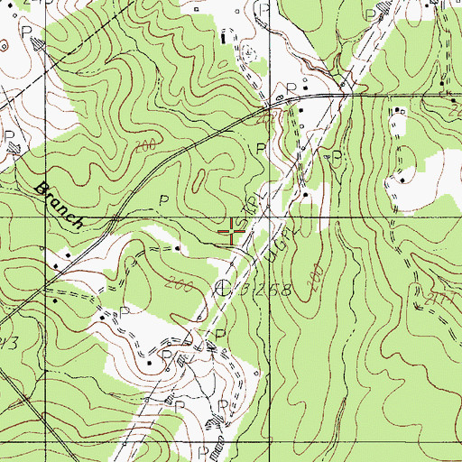 Topographic Map of Hackberry Branch, TX
