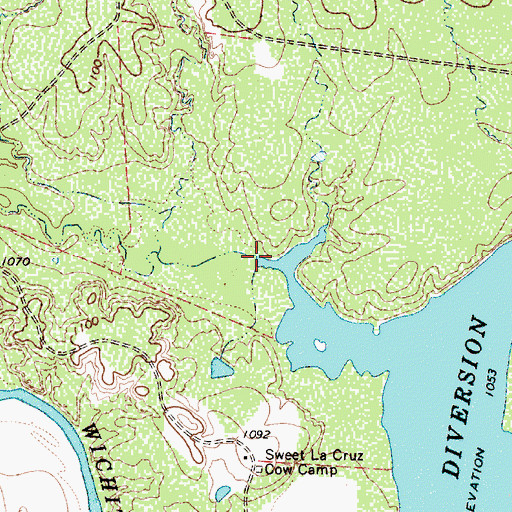 Topographic Map of Hackberry Creek, TX