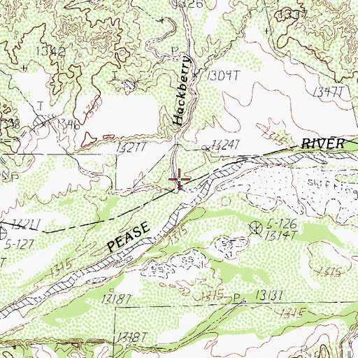 Topographic Map of Hackberry Creek, TX