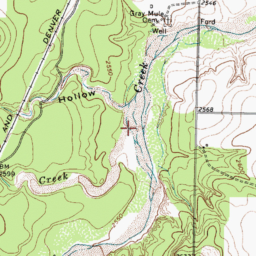 Topographic Map of Hackberry Creek, TX