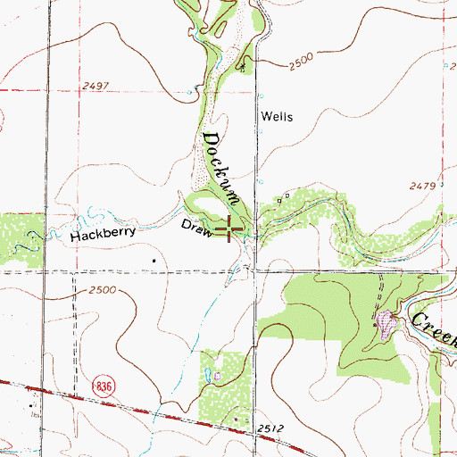 Topographic Map of Hackberry Draw, TX