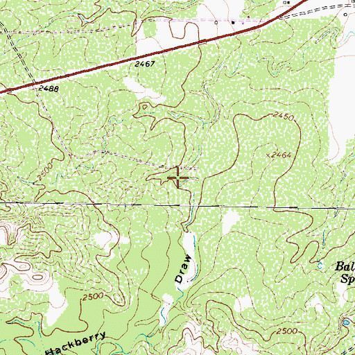 Topographic Map of Hackberry Draw, TX