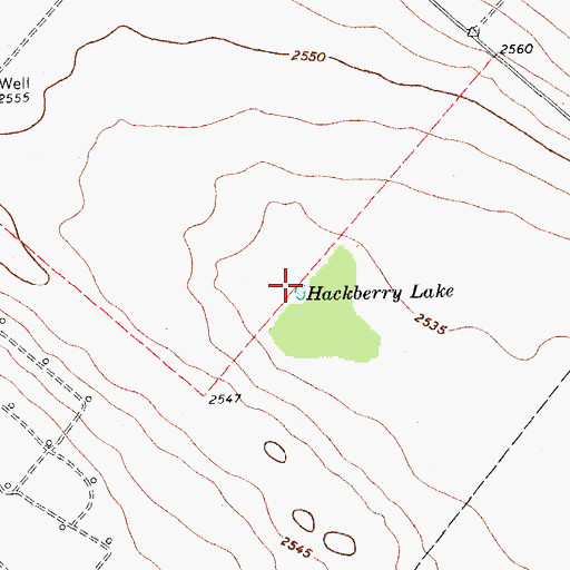 Topographic Map of Hackberry Lake, TX
