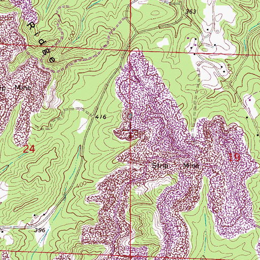 Topographic Map of Sullivan Mine, AL