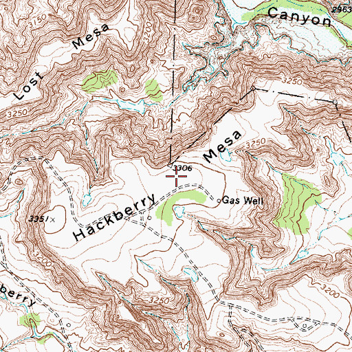 Topographic Map of Hackberry Mesa, TX