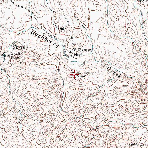 Topographic Map of Hackberry Mine, TX