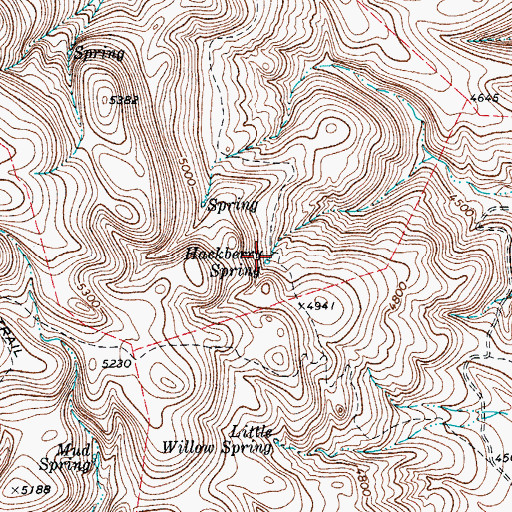 Topographic Map of Hackberry Spring, TX