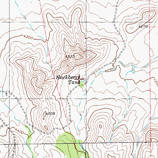 Topographic Map of Hackberry Tank, TX