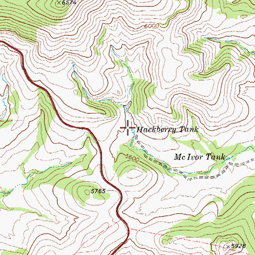 Topographic Map of Hackberry Tank, TX