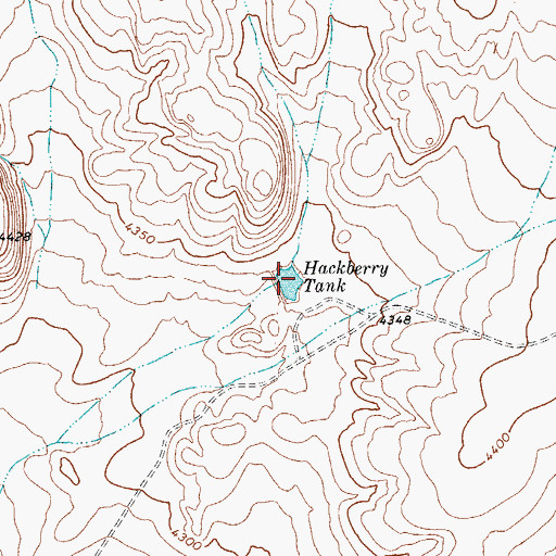 Topographic Map of Hackberry Tank, TX