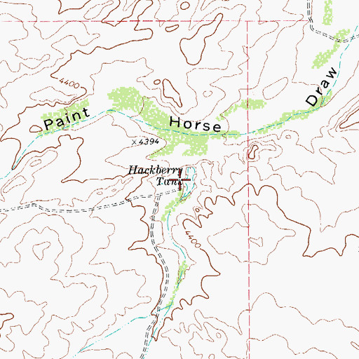 Topographic Map of Hackberry Tank, TX