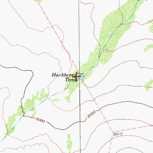 Topographic Map of Hackberry Tank, TX