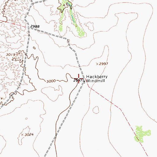 Topographic Map of Hackberry Windmill, TX