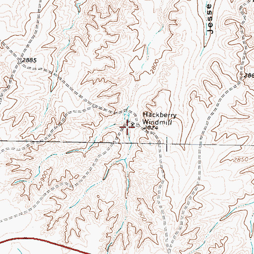 Topographic Map of Hackberry Windmill, TX