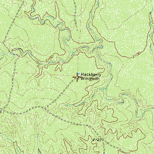 Topographic Map of Hackberry Windmill, TX