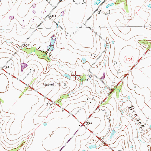 Topographic Map of Haedge Cemetery, TX