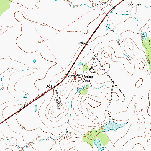 Topographic Map of Hagan Cemetery, TX