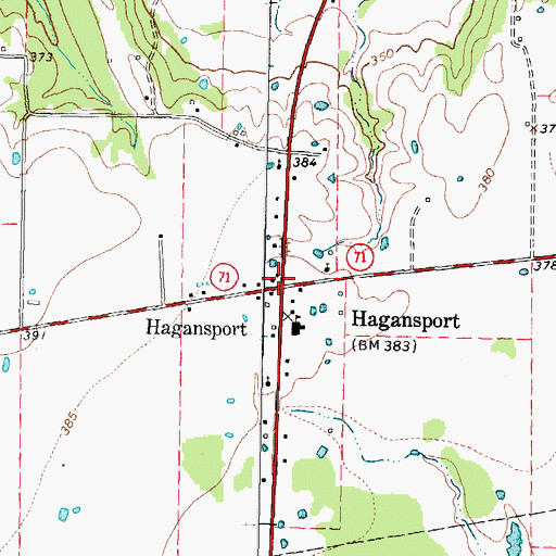 Topographic Map of Hagansport, TX