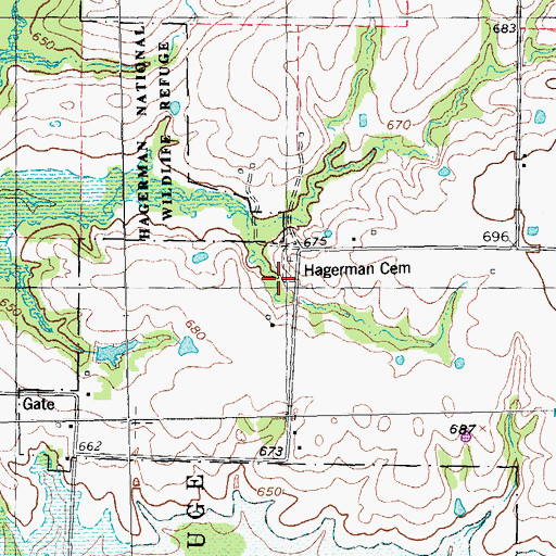 Topographic Map of Hagerman Cemetery, TX