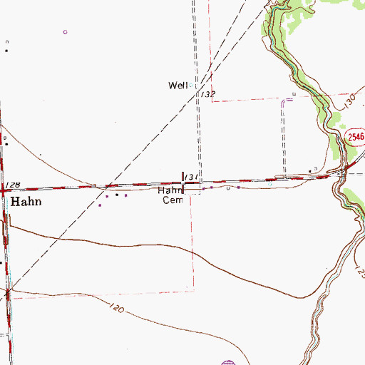 Topographic Map of Hahn Cemetery, TX