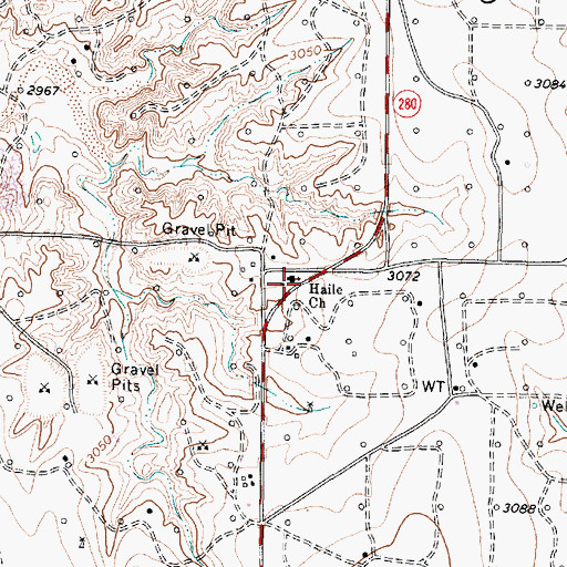 Topographic Map of Haile Church, TX