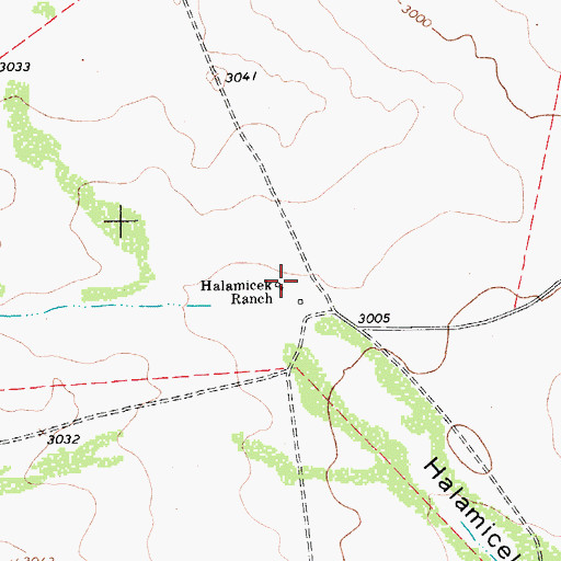Topographic Map of Halamicek Ranch, TX